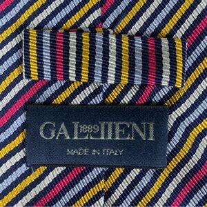 Gallieni 1889 Tie Men's 100% Silk Multicolor‎ Striped Made in Italy 3.50"
